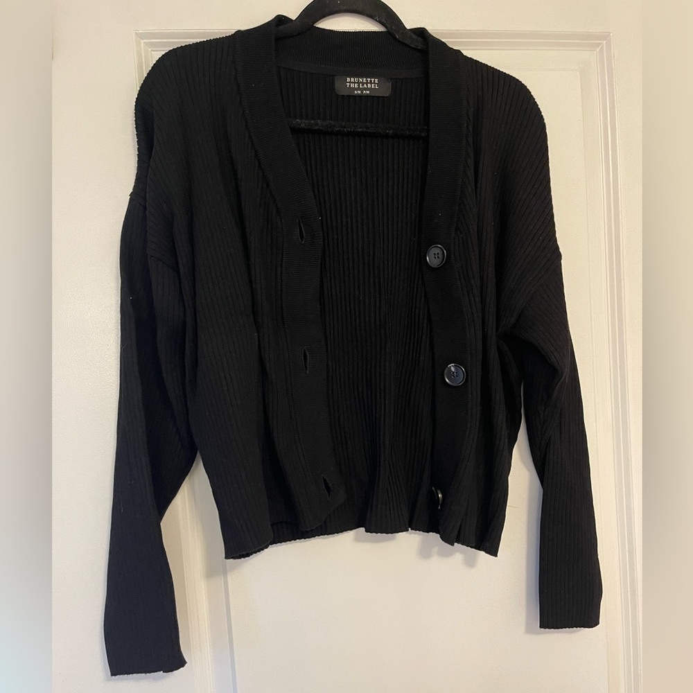Brunette The Label: the best friends ribbed cardigan (BLACK)
